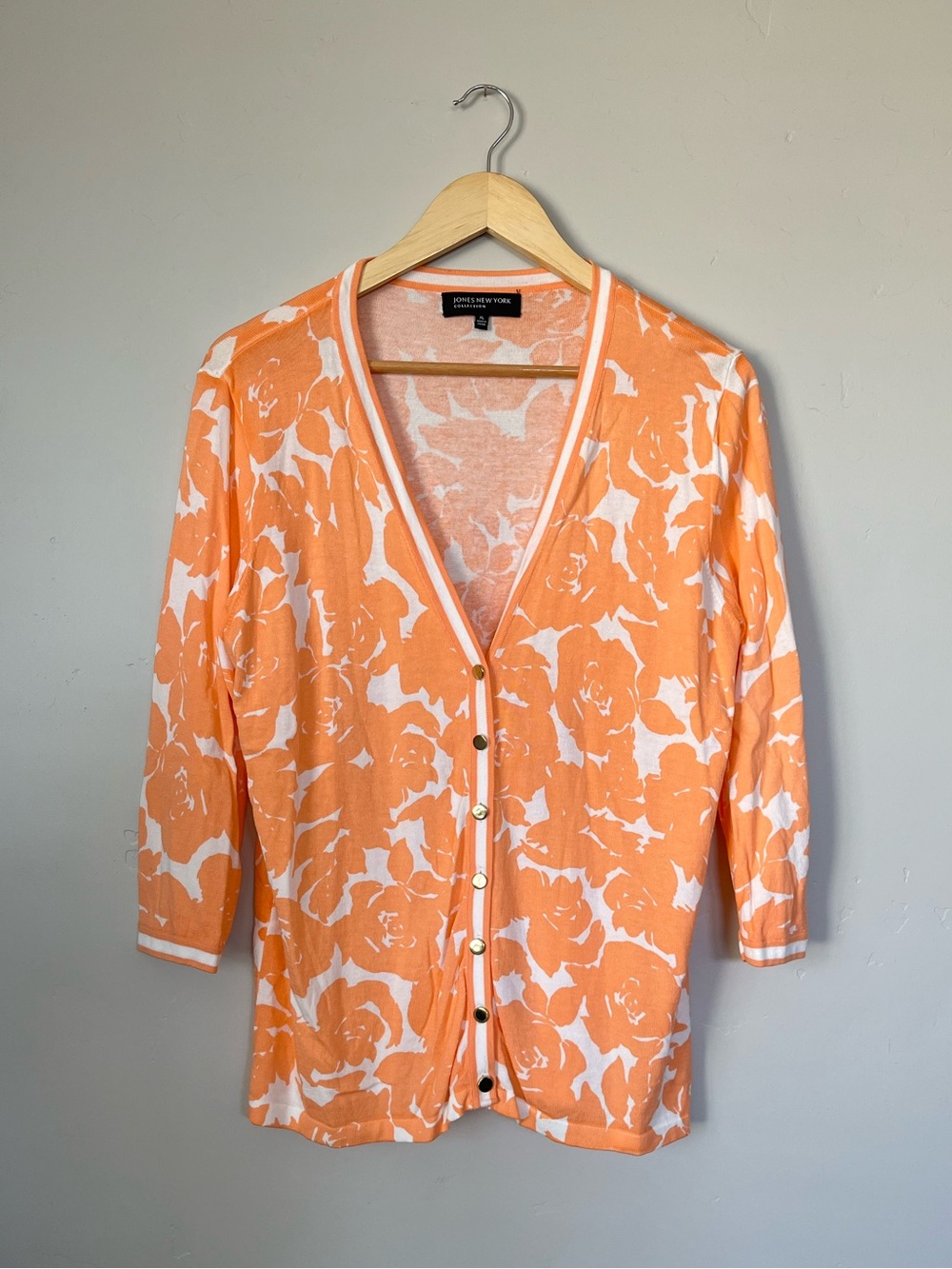 Jones New York Collection | Orange Lightweight Button Front Cardigan